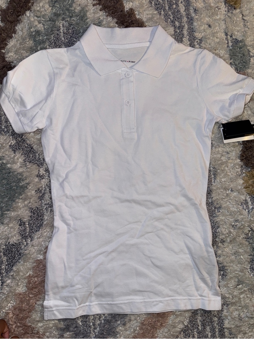 Celebrity Pink White Polo Tee with Black Tag